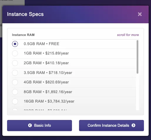 HDB Studio instance details