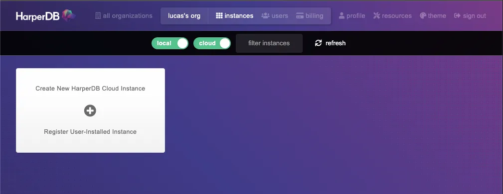 HarperDB Studio landing page